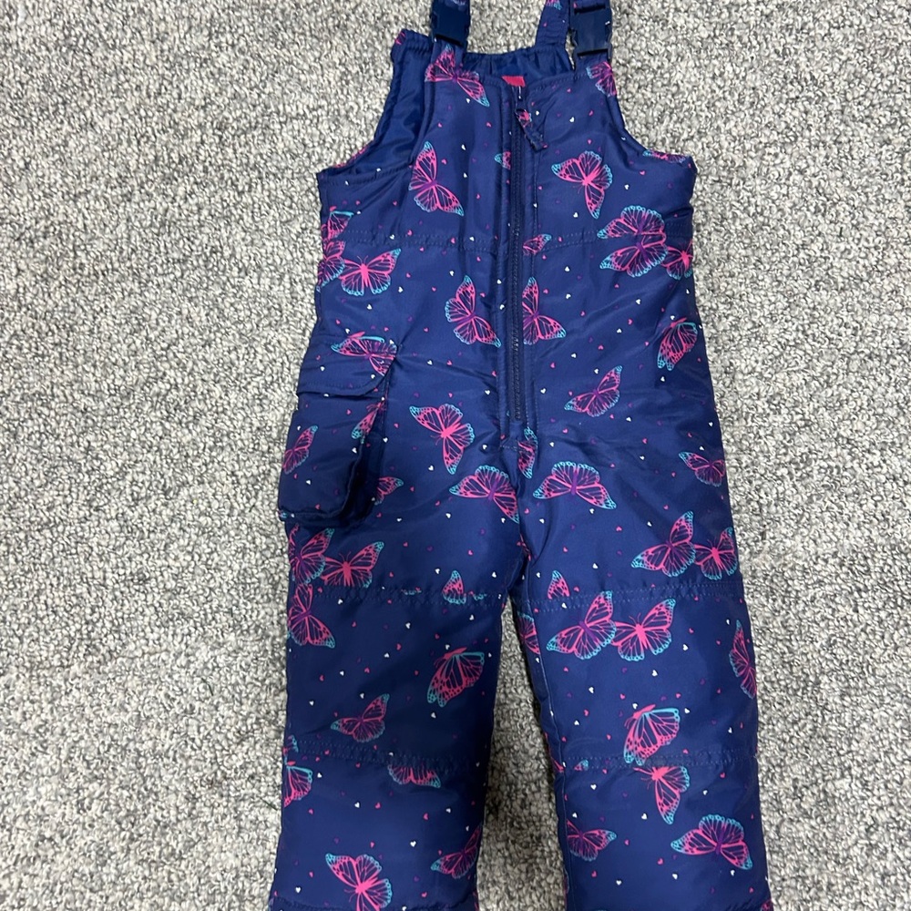 London Fog Navy Butterfly Print Overalls